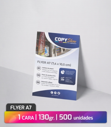 Flyers A7 urgentes 135gr. 1 cara 500 unidades