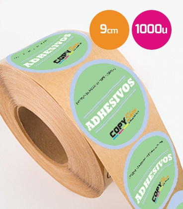 Pegatinas en bobina redondas 9,5cm 1000 unidades