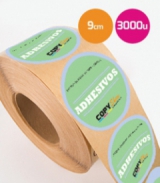 Pegatinas en bobina redondas 9,5cm 3000 unidades