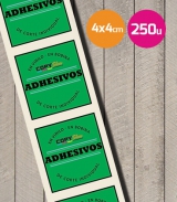 Pegatinas en vinilo cuadradas 4x4cm 250 unidades