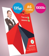 Flyers A6 urgentes 135gr. 1 cara 10000 unidades