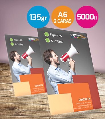 Flyers A6  135gr. 2 caras 5000 unidades