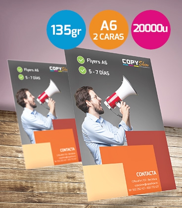 Flyers A6  135gr. 2 caras 20000 unidades
