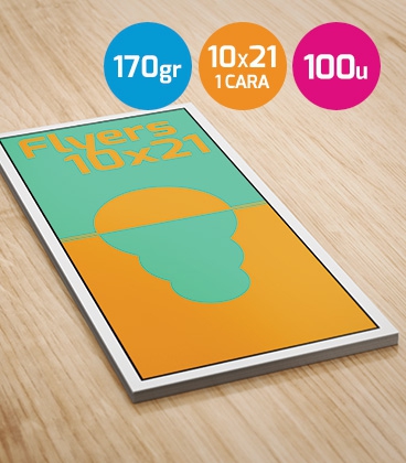 Flyers 10x21 urgentes 170gr. 1 cara 100 unidades