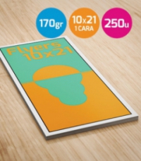 Flyers 10x21 urgentes 170gr. 1 cara 250 unidades