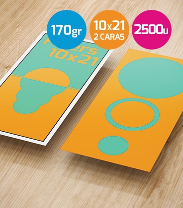 Flyers 10x21 urgentes 170gr. 2 caras 2500 unidades