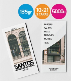 Flyers 10x21  135gr. 2 caras 5000 unidades