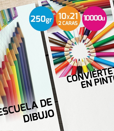 Flyers 10x21  250gr. 2 caras 10000 unidades