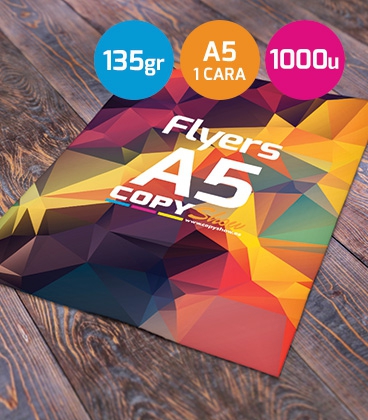 Flyers A5 urgentes 135gr. 1 cara 1000 unidades
