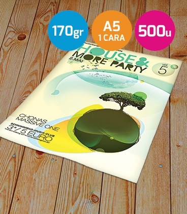 Flyers A5 urgentes 170gr. 1 cara 500 unidades