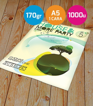 Flyers A5 urgentes 170gr. 1 cara 1000 unidades