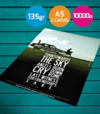 Flyers A5 urgentes 135gr. 2 caras 10000 unidades