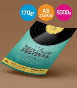 Flyers A5  170gr. 2 caras 5000 unidades