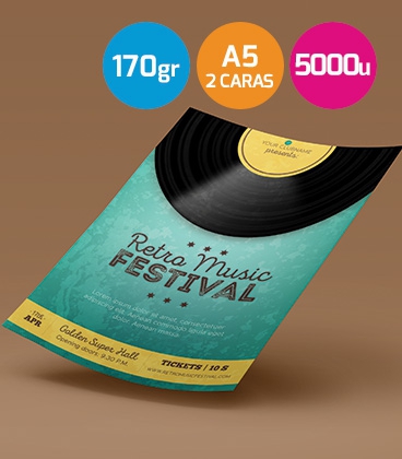 Flyers A5  170gr. 2 caras 5000 unidades