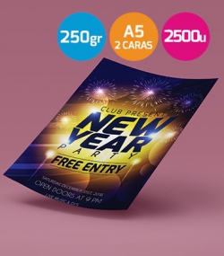 Flyers A5  250gr. 2 caras 2500 unidades