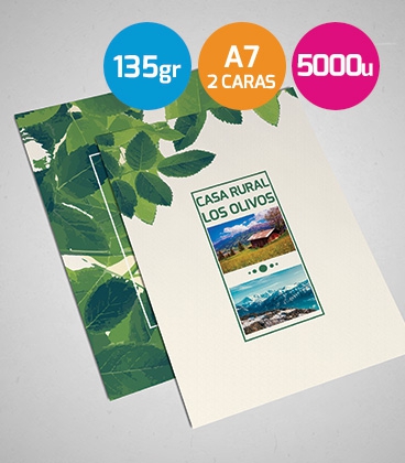 Flyers A7 urgentes 135gr. 2 caras 5000 unidades